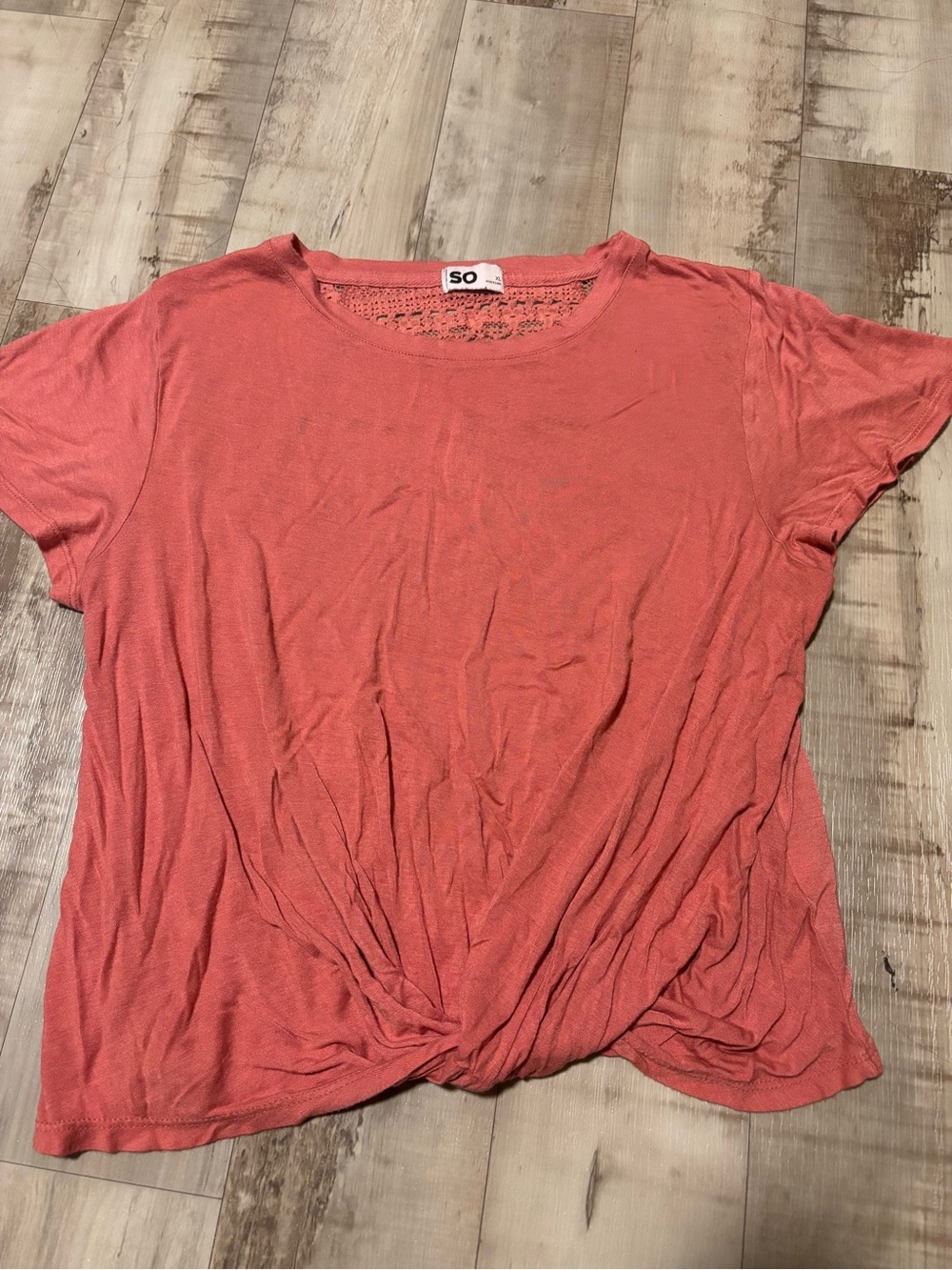 SO Coral Knot-Front Short Sleeve Tee